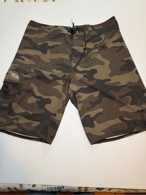 Billabong Orange and Olive Swim Trunks